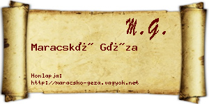Maracskó Géza névjegykártya